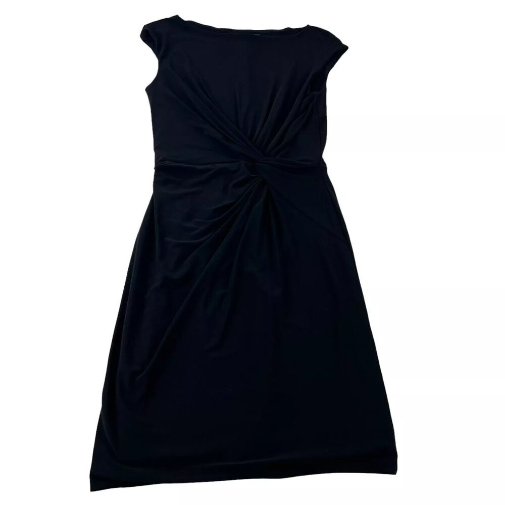 Lauren Ralph Lauren A-Line Dress Women’s 4 Solid Black Twist Front Stretch